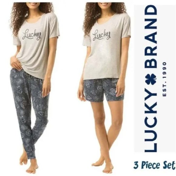 New! LUCKY Brand 3 piece Pajama Set - Size M - Picture 1 of 4